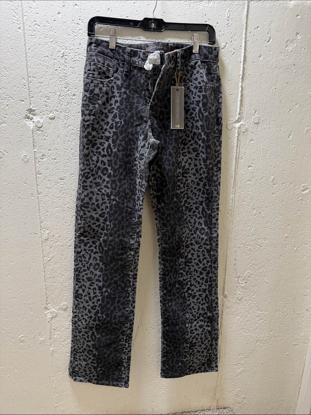 Christopher Black&  Gray Leopard Print Straight Leg Jeans in Velveteen